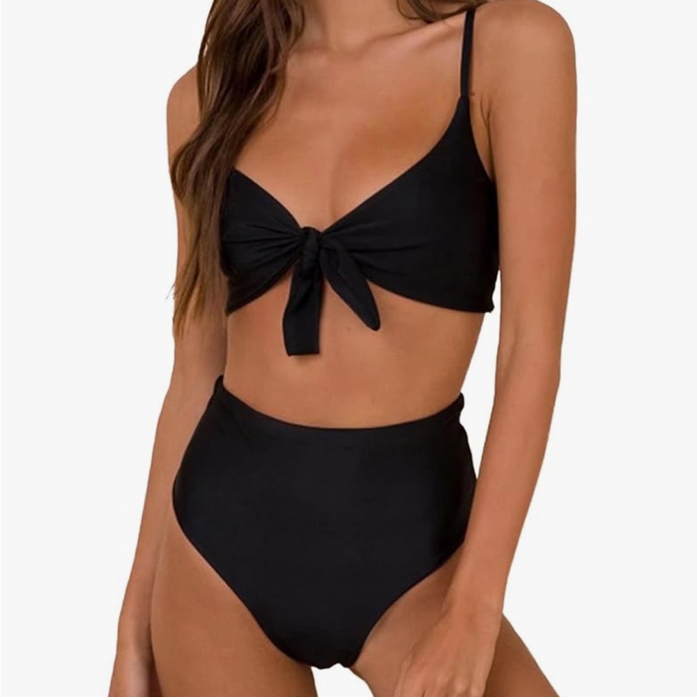 Black Tie Bathing Suit Top Size L